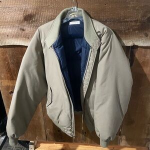 Brooks Brothers Khaki Bomber Jacket with Navy Lining